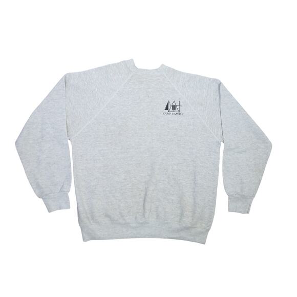 Vintage 90s heather grey Camp Camprec graphic crewneck sweatshirt L - Picture 1 of 5